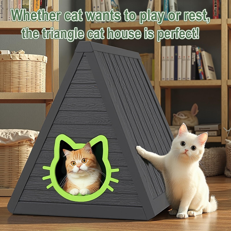 Afuera Living Resin Cabin-Style Cat House 26.1Hx26Wx24D Inches
