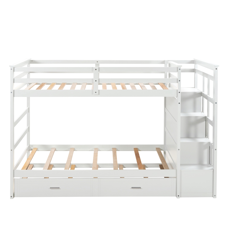 Afuera Living Twin-Over-Twin Wood Bunk Bed with Trundle & 4-Drawer Staircase