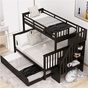 Afuera Living Twin-Over-Full Bunk Bed with Trundle & Storage Stairway