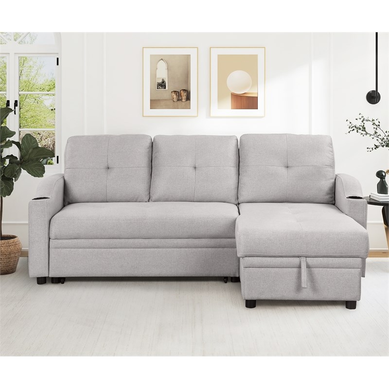 Afuera Living 3-Seater Pull-Out Sofa Bed with Storage Chaise & Cup Holders