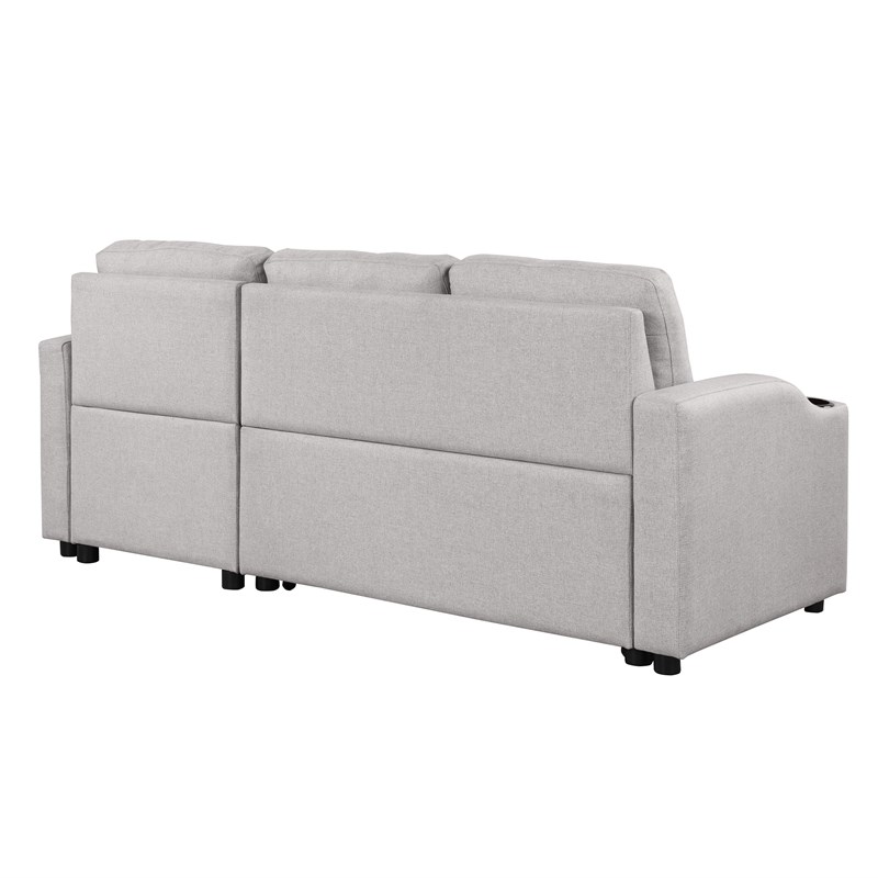 Afuera Living 3-Seater Pull-Out Sofa Bed with Storage Chaise & Cup Holders
