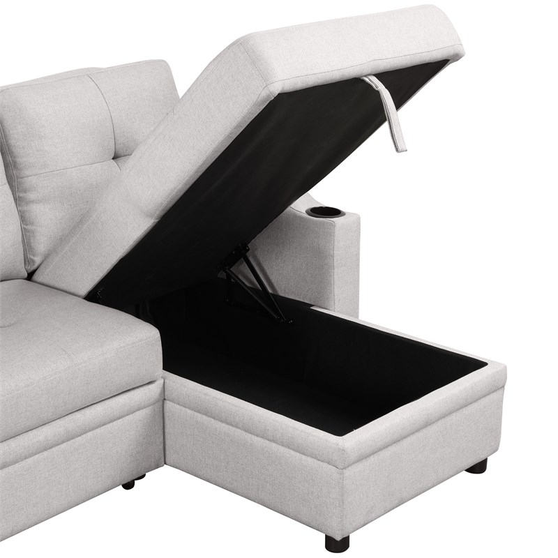 Afuera Living 3-Seater Pull-Out Sofa Bed with Storage Chaise & Cup Holders