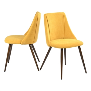Afuera Living Yellow Flannel Upholstered Dining Chairs Set of 2 with Metal Legs