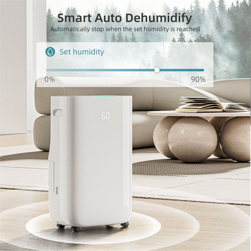Afuera Living 80-Pint Dehumidifier for 500 Sq Ft with 5 Modes & 6.5L Tank