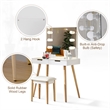 Afuera Living Solid Wood Vanity Table with LED Mirror & USB & Socket 32x30