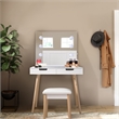 Afuera Living Solid Wood Vanity Table with LED Mirror & USB & Socket 32x30