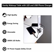 Afuera Living Solid Wood Vanity Table with LED Mirror & USB & Socket 32x30
