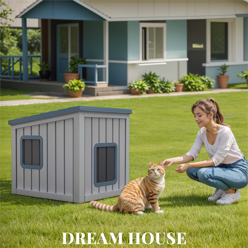 Afuera Living 30-Gallon Resin Cat House 22.21Hx21.5Wx24.65D Inches