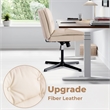 Afuera Living Armless Leather Swivel Office Chair with 5-Inch Adjustable Height