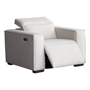 Afuera Living White Fabric Power Reclining Sofa with Integrated Headrest