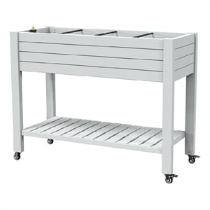 Afuera Living White Resin Planter Box on Wheels with 2 Lockable Brakes