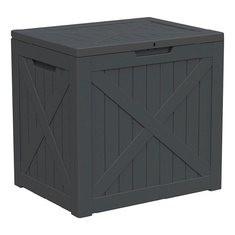 Afuera Living 32-Gallon Weatherproof Outdoor Storage Box in Black Woodgrain