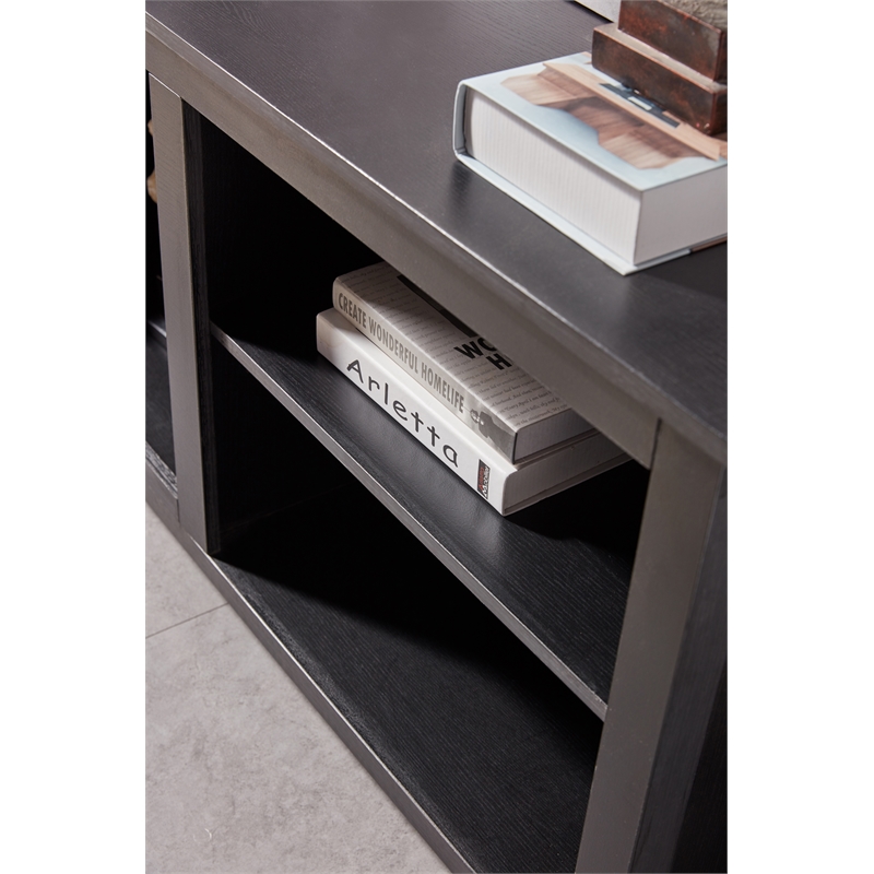 Afuera Living 70-Inch Black TV Stand with 4 Open Shelves for TVs up to 60 Inch