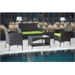 Afuera Living 4-Piece PE Rattan Patio Furniture Set with Tempered Glass Table