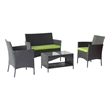Afuera Living 4-Piece PE Rattan Patio Furniture Set with Tempered Glass Table
