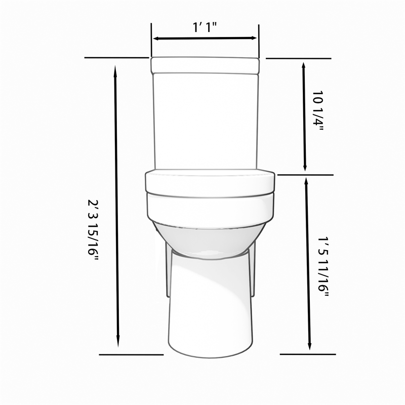 Afuera Living White One-Piece Dual Flush Toilet 24.8Dx13Wx27.55H Inches