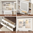 Afuera Living White 2-Tone Vanity Set with Tri-Color LED Mirror & Rolling Stool