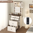 Afuera Living White 2-Tone Vanity Set with Tri-Color LED Mirror & Rolling Stool
