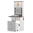 Afuera Living White 2-Tone Vanity Set with Tri-Color LED Mirror & Rolling Stool