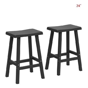 Afuera Living Black Resin Bar Stool 15.91Wx13.23Dx24.02H Inches