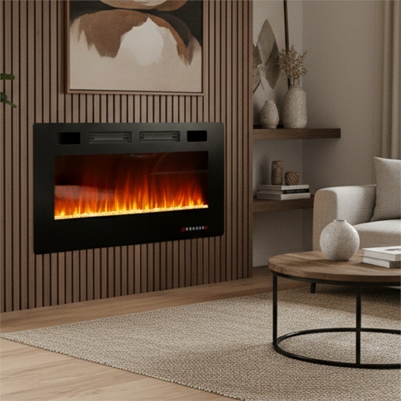 Afuera Living 42-Inch Ultra Thin Recessed Electric Fireplace 12-Colour 3D Flame