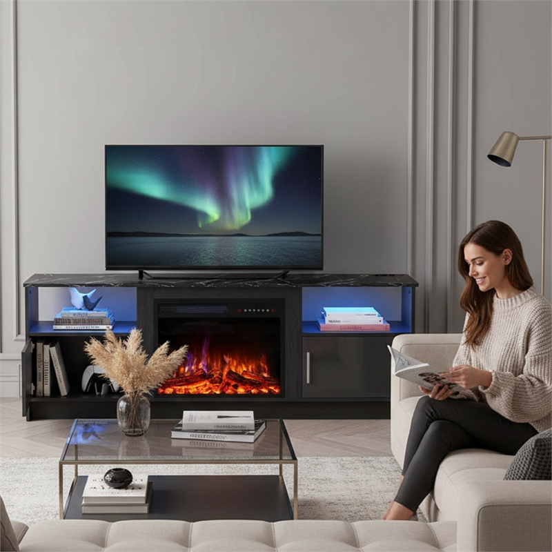 Afuera Living Black TV Stand with 23