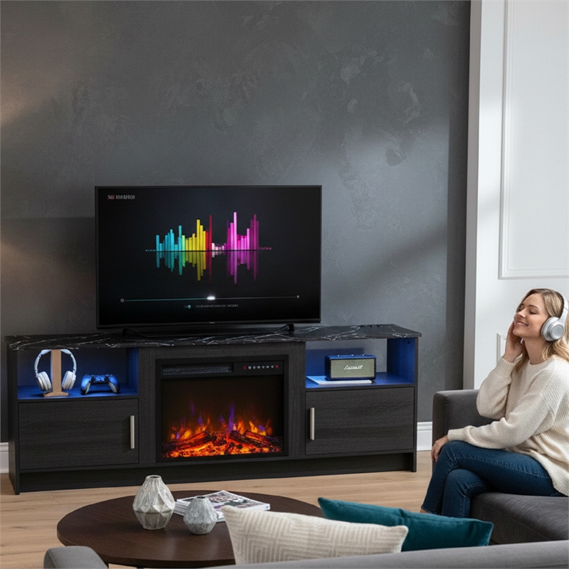 Afuera Living Black TV Stand with 23