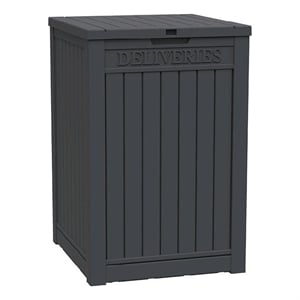 Afuera Living 48-Gallon Lockable Resin Delivery Box with Wood-Effect Panels