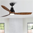 Afuera Living 52-Inch Wood Grain LED Ceiling Fan DC Motor 6-Speed with Remote