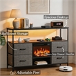 Afuera Living 43-Inch Black TV Stand with 14-Inch Fireplace LED & Charging