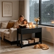 Afuera Living 40-Inch Black Fluted Art Deco Console Table with 2 Drawers
