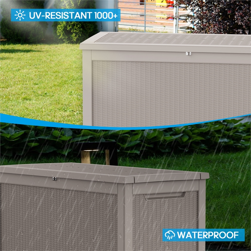 Afuera Living 260-Gallon Light Coffee Outdoor Storage Box with Lock & Handles
