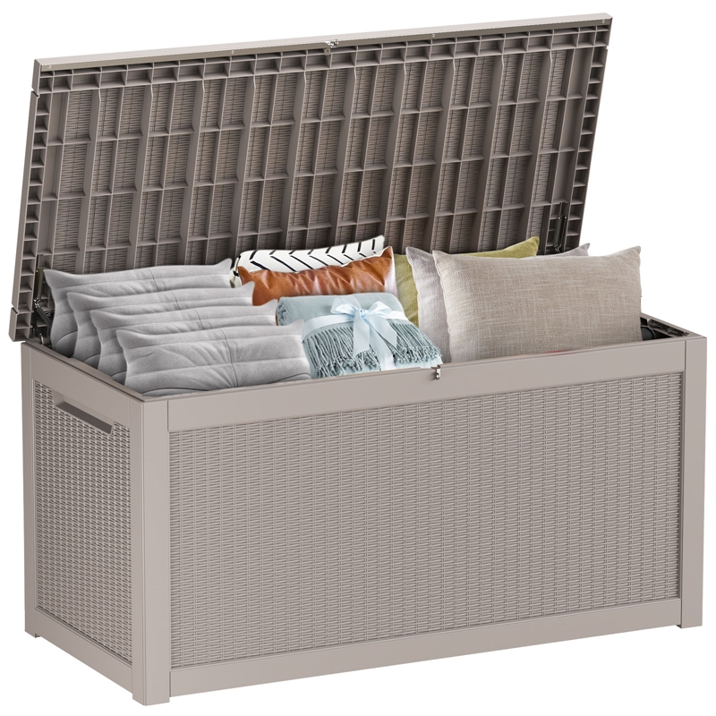 Afuera Living 260-Gallon Light Coffee Outdoor Storage Box with Lock & Handles