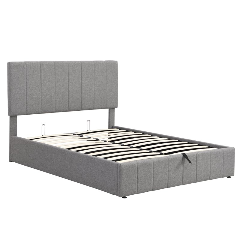 Afuera Living Full Wood Platform Bed with Hydraulic Storage 400 lbs Capacity