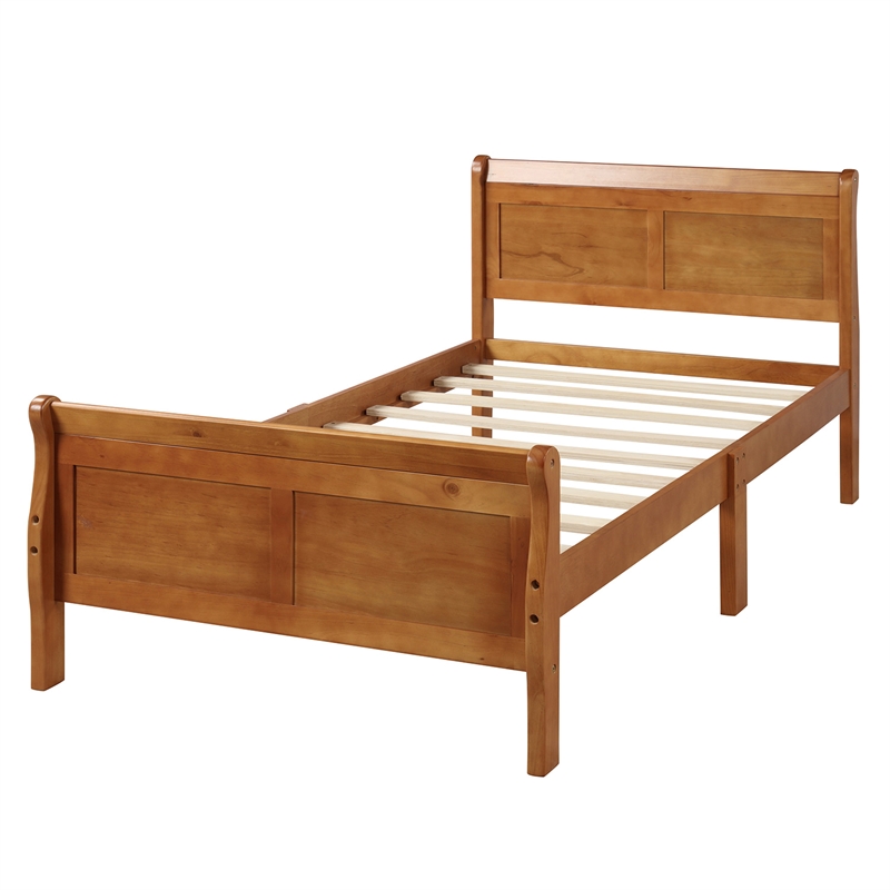 Afuera Living Wood Twin Sleigh Platform Bed with Headboard & Footboard