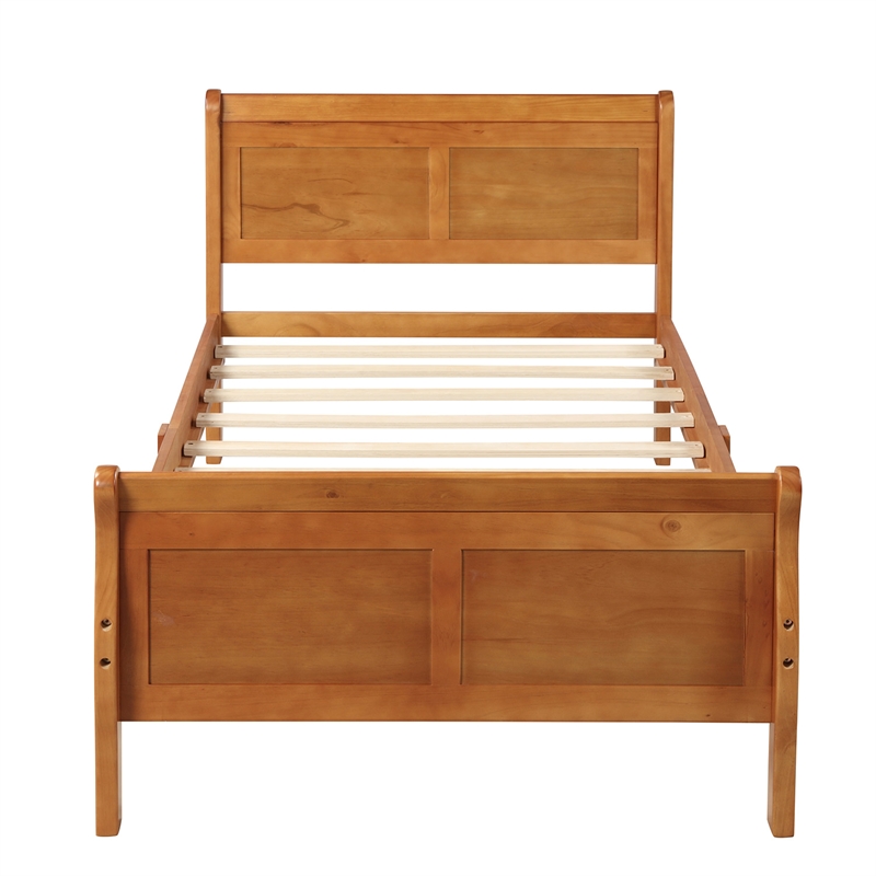 Afuera Living Wood Twin Sleigh Platform Bed with Headboard & Footboard