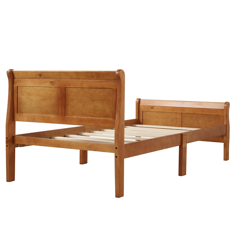 Afuera Living Wood Twin Sleigh Platform Bed with Headboard & Footboard