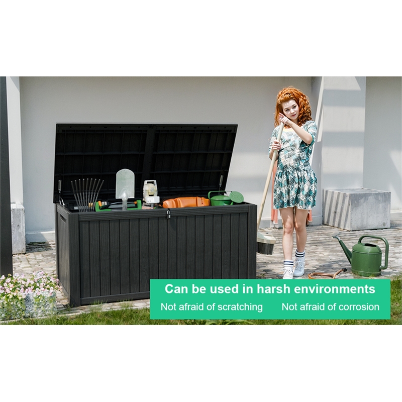 Afuera Living 180-Gallon Black PP Outdoor Storage Box with Lock & Handles
