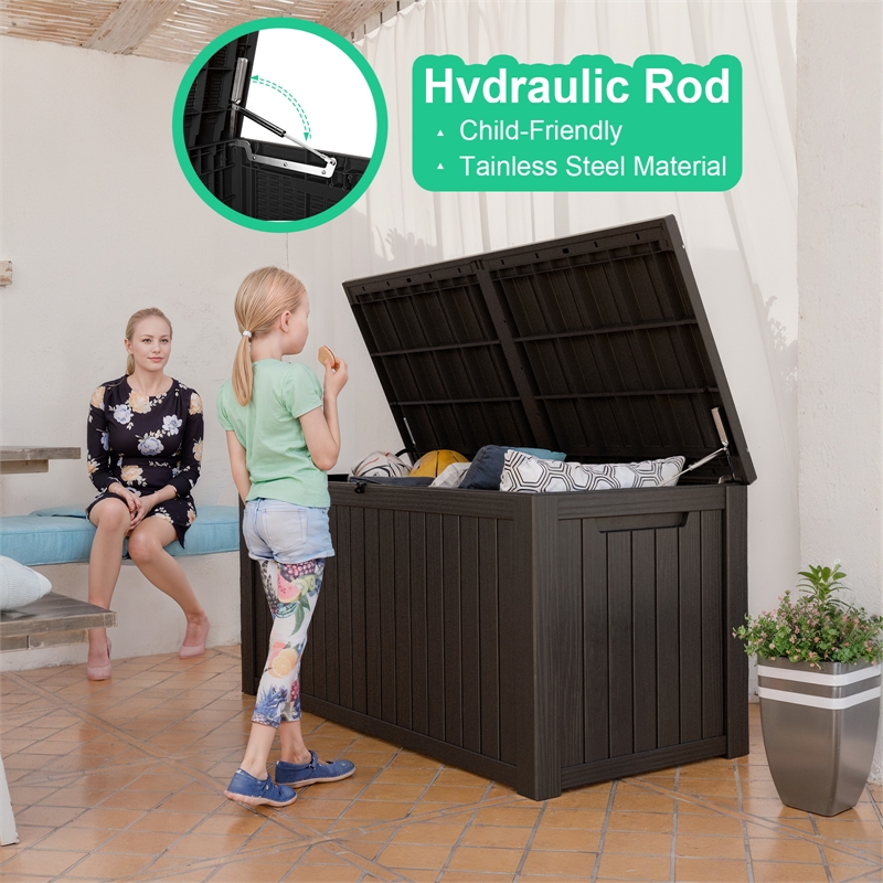Afuera Living 180-Gallon Black PP Outdoor Storage Box with Lock & Handles