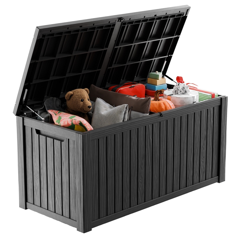 Afuera Living 180-Gallon Black PP Outdoor Storage Box with Lock & Handles
