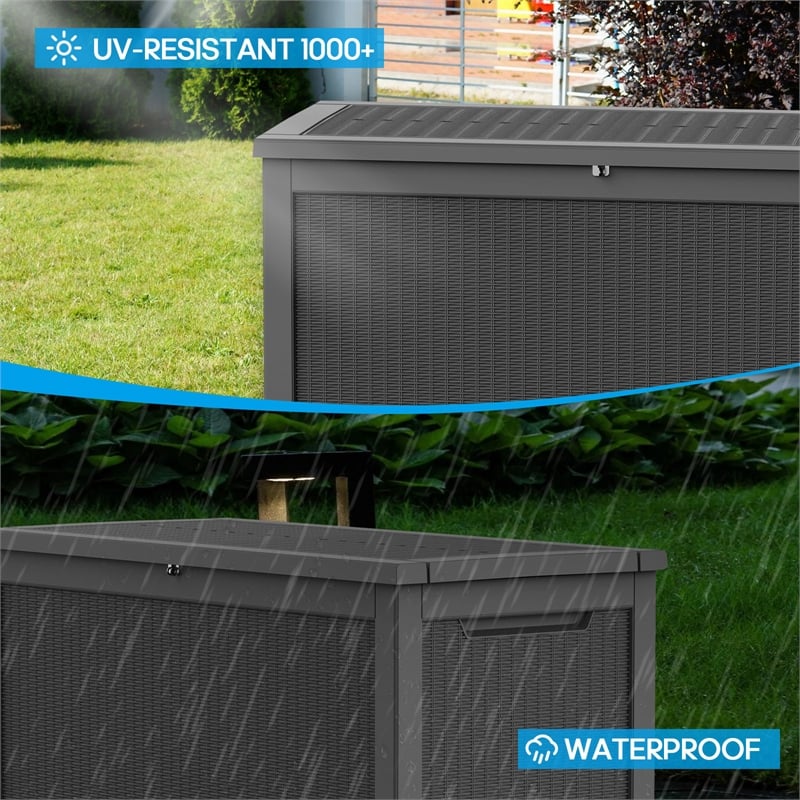 Afuera Living 260-Gallon Black PP Outdoor Storage Box with Lock & Handles