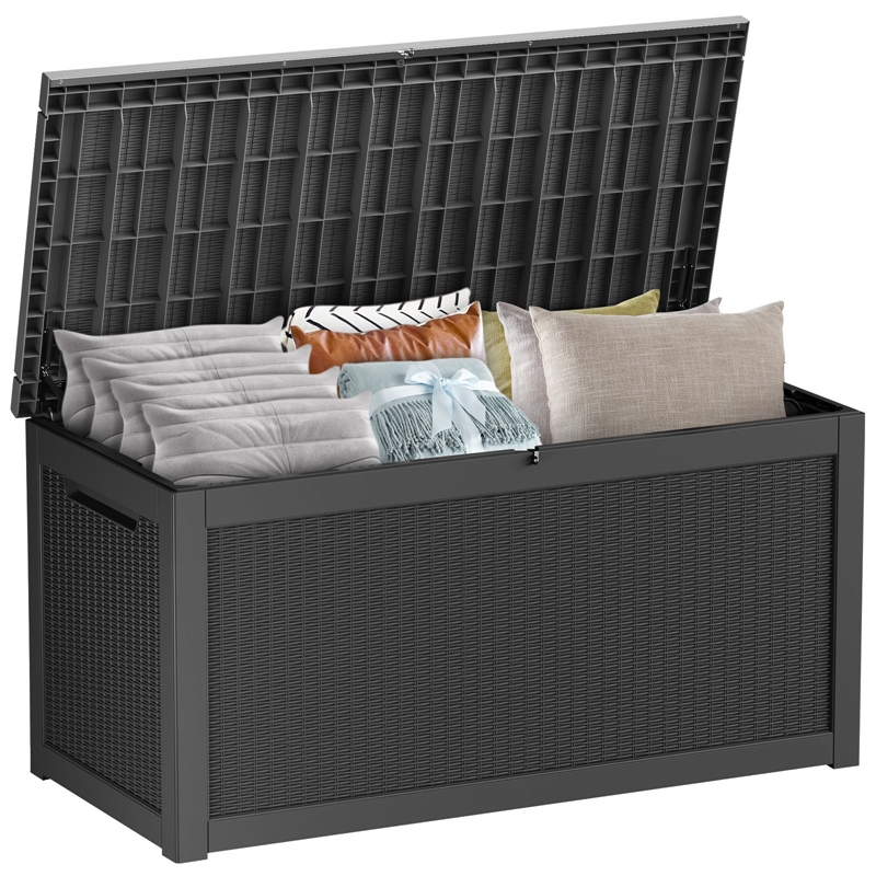 Afuera Living 260-Gallon Black PP Outdoor Storage Box with Lock & Handles