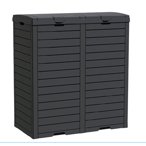 Afuera Living Black Resin Double-Compartment Trash Cans with Weighted Base