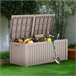 Afuera Living 150-Gallon Light Coffee PP Outdoor Storage Box with Lock