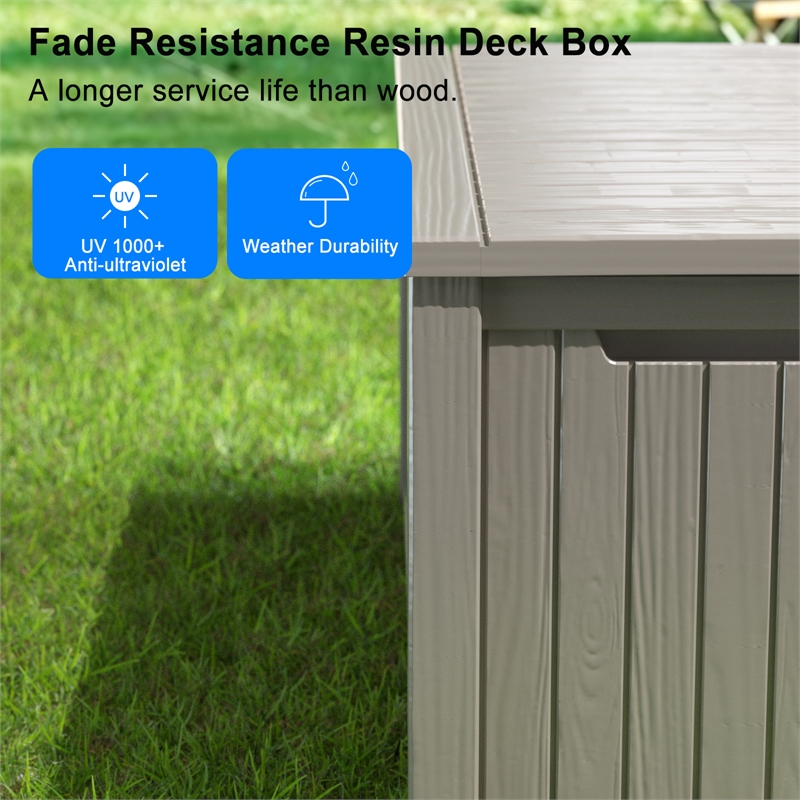 Afuera Living 150-Gallon Light Coffee PP Outdoor Storage Box with Lock