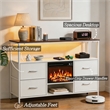 Afuera Living 43-Inch White TV Stand with 14-Inch Fireplace LED & Charging