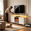 Afuera Living 43-Inch White TV Stand with 14-Inch Fireplace LED & Charging