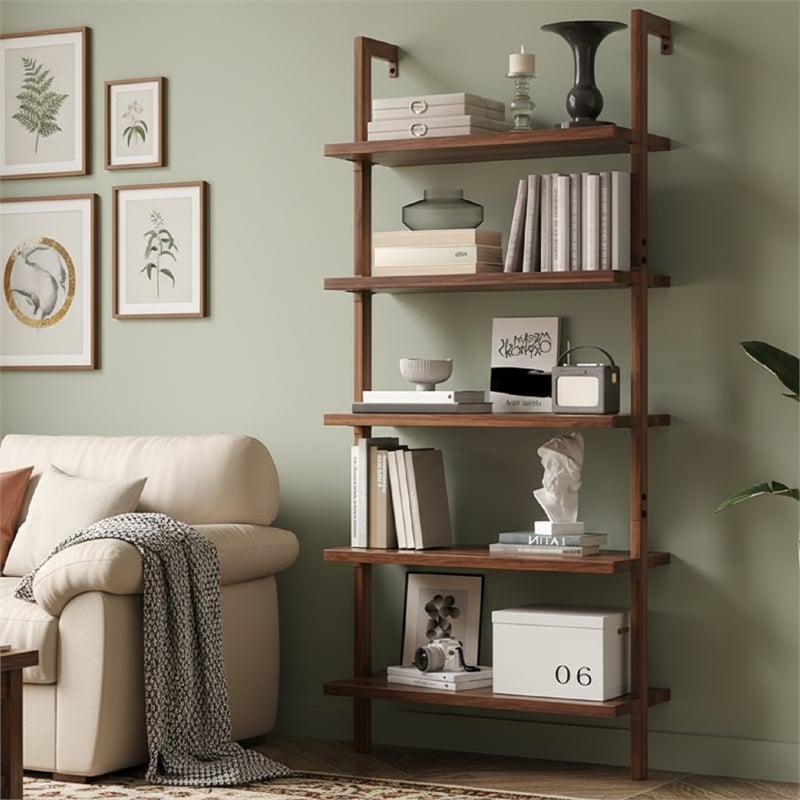 Afuera Living 31.5-Inch Wide 5-Tier Wall-Mounted Shelf 50 lbs Per Shelf