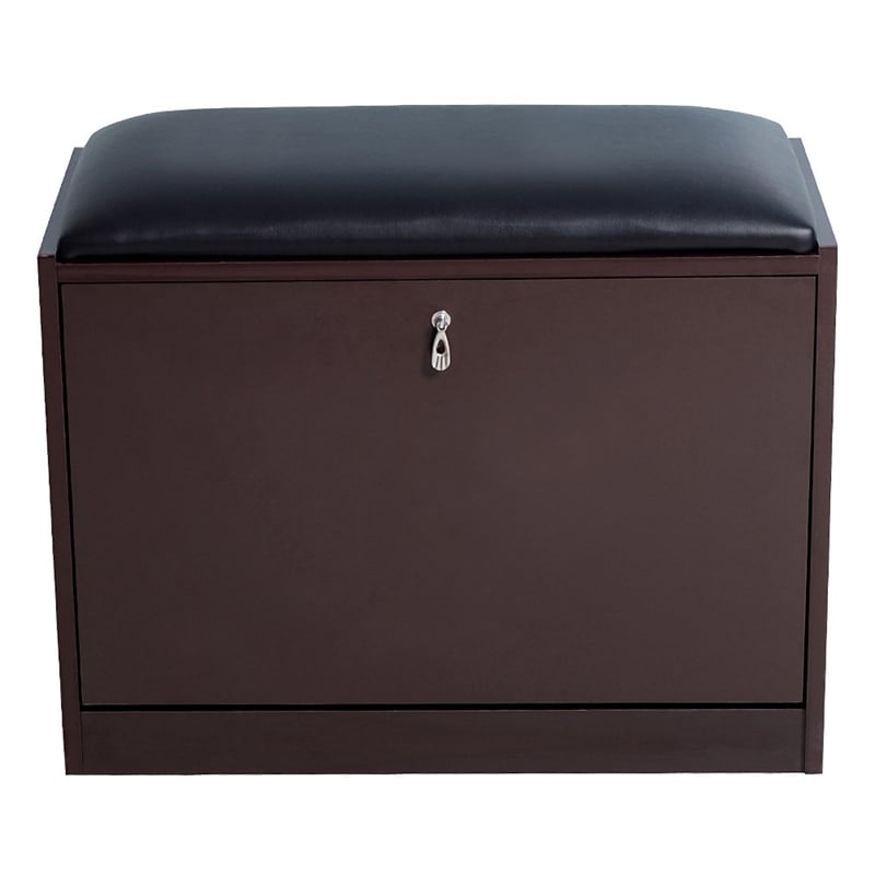 Afuera Living Brown 9-Pair Shoe Storage Cabinet with PU Leather Seat 300 lbs