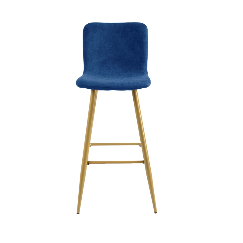 Afuera Living Blue Upholstered Bar Stool Set of 2 with Backrest & Footrest